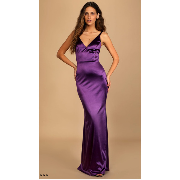 Lulu's Purple Satin Maxi Dress - Picture 9 of 13